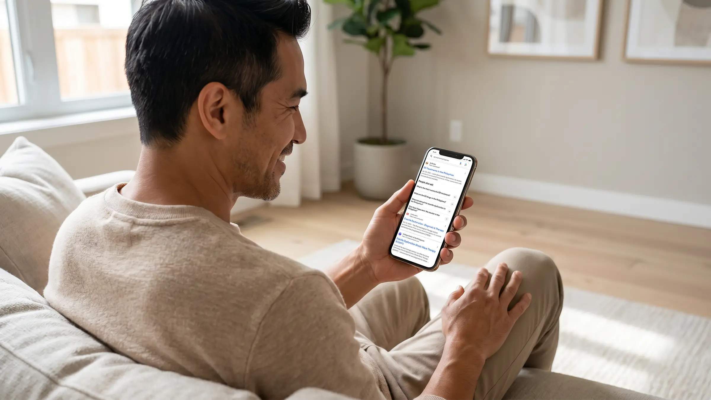 Man checking online ED treatment options.