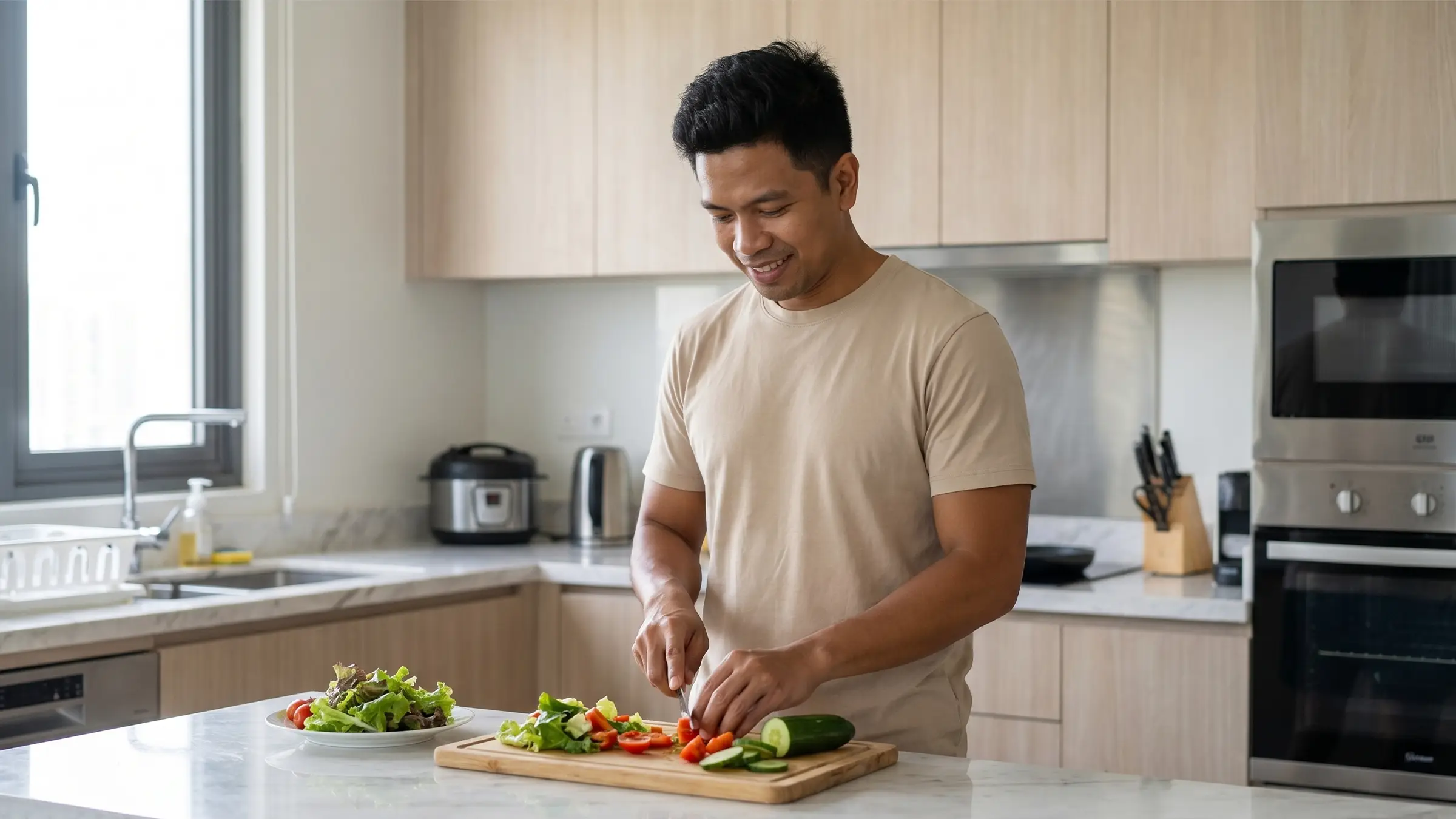 Person preparing a healthy meal.